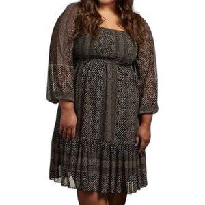 Just Taylor Mesh Animal Print Longsleeve Dress